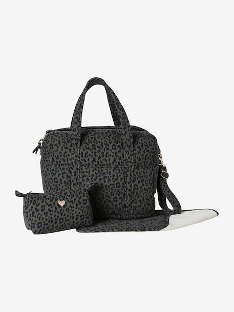Sac à langer évolutif 24 ou 48h léopard personnalisable beige+kaki - vertbaudet enfant 