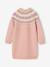 Jacquard knit dress with long sleeves for girls camel+rosy+sage green - vertbaudet enfant 