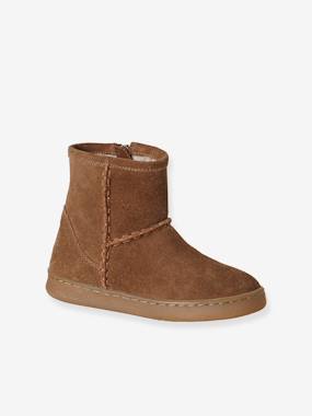Boots fille cuir zippées - vertbaudet enfant