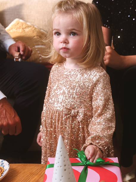 Occasion Wear Dress with Sequins for Babies gold+silver - vertbaudet enfant 