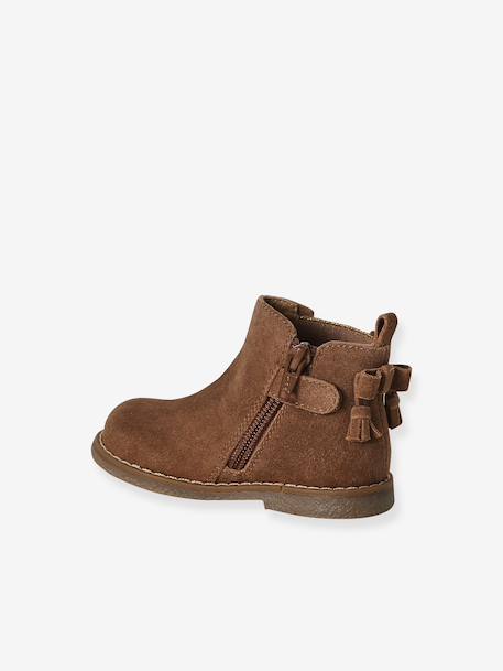 Chaussures premiers pas bébé boots cuir jaune d'or+marron+noir - vertbaudet enfant 