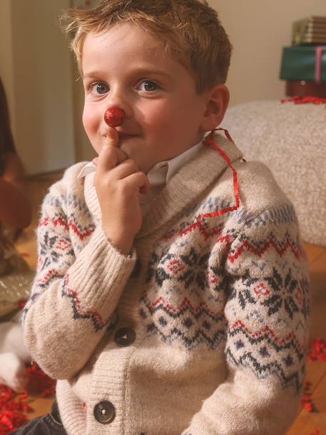 Gilet col châle garçon écru chiné - vertbaudet enfant 