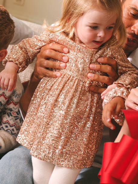 Robe bébé fille à sequins noël argent+or - vertbaudet enfant 