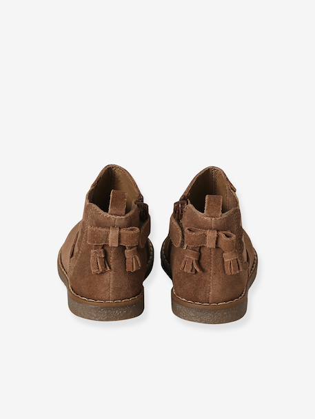 Chaussures premiers pas bébé boots cuir jaune d'or+marron+noir - vertbaudet enfant 