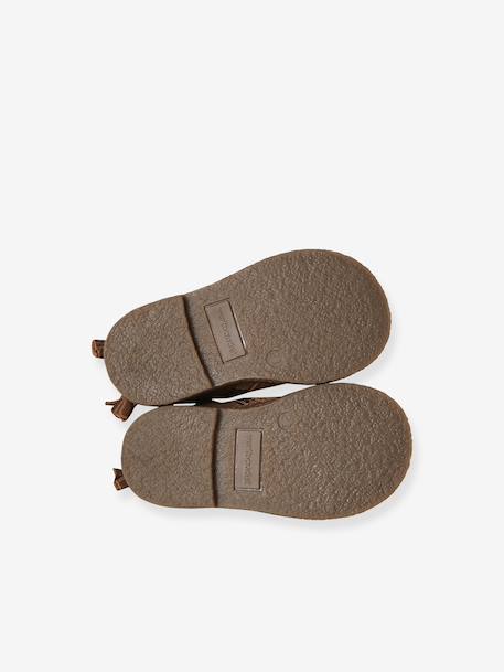Chaussures premiers pas bébé boots cuir jaune d'or+marron+noir - vertbaudet enfant 
