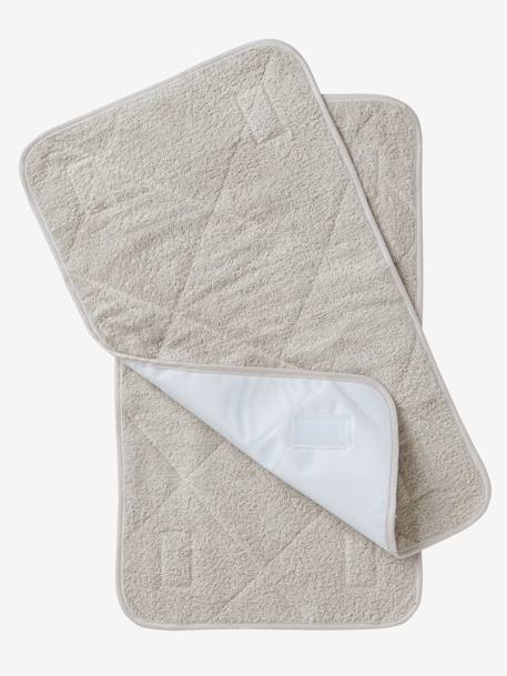 Lot 2 serviettes de rechange matelas à langer BLANC+GRIS CLAIR+rose pâle + blanc - vertbaudet enfant 