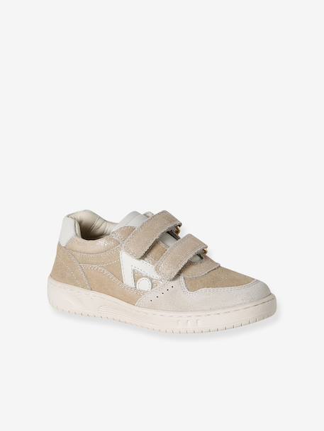 Pair of girls leather trainers beige+brown+golden yellow+old rose - vertbaudet enfant 