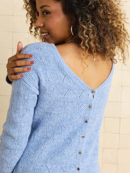 Pull réversible devant/dos grossesse et allaitement Bleu lavance+vieux rose - vertbaudet enfant 