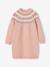 Jacquard knit dress with long sleeves for girls camel+rosy+sage green - vertbaudet enfant 