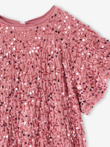 Girl's velvet and sequin dress red+rose+silver - vertbaudet enfant 