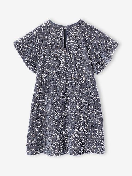 Girl's velvet and sequin dress red+rose+silver - vertbaudet enfant 