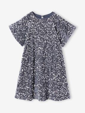 Robe fille en velours et sequins - vertbaudet enfant