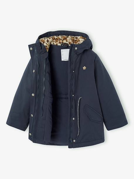 3-in-1 detachable parka for girls blush+navy blue - vertbaudet enfant 