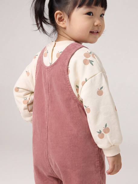 Ensemble bébé fille sweat et salopette vieux rose - vertbaudet enfant 