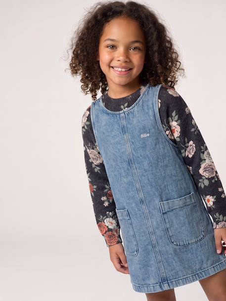 Robe chasuble fille bleu moyen - vertbaudet enfant 