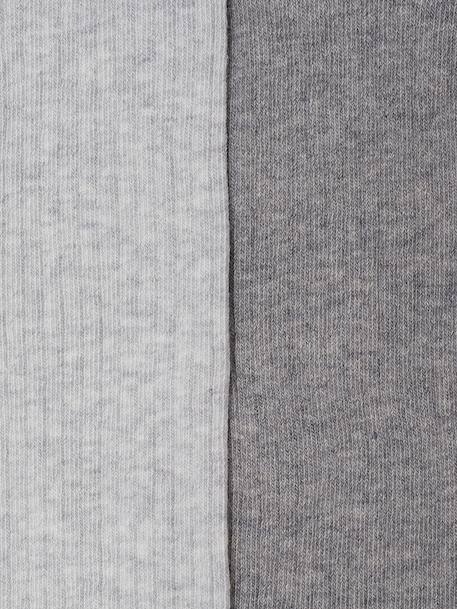 Lot de 2 paires de collants en maille côtelée fille bleu nuit+brown+gris chiné - vertbaudet enfant 