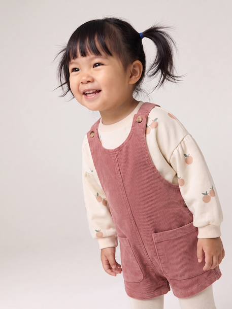 Ensemble bébé fille sweat et salopette vieux rose - vertbaudet enfant 