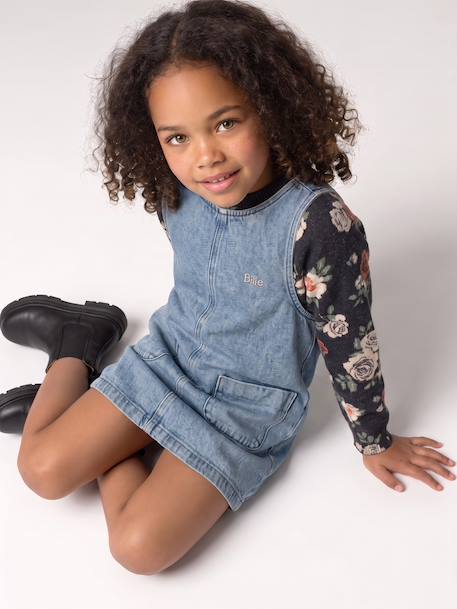 Robe chasuble fille bleu moyen - vertbaudet enfant 