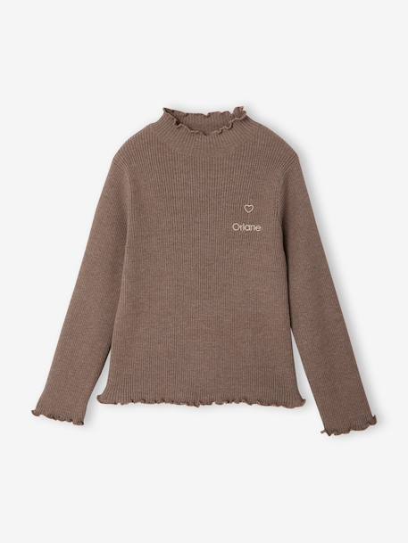 Knitted roll-neck top for girls plum+taupe - vertbaudet enfant 