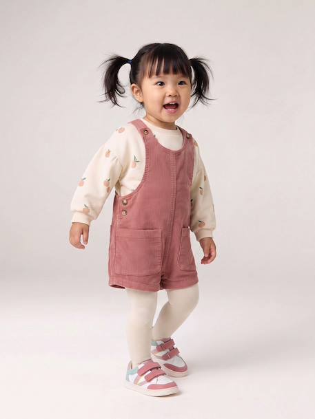 Baby girls sweatshirt and pinafore shorts set old rose - vertbaudet enfant 