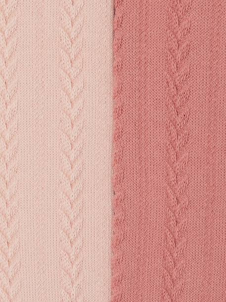 Pack of 2 Pairs of Cable-Knit Tights for Baby Girls marl grey+navy blue+pale pink - vertbaudet enfant 