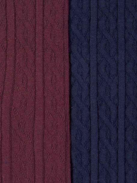 Pack of 2 Pairs of Fancy Knit Tights for Girls navy blue+plum - vertbaudet enfant 