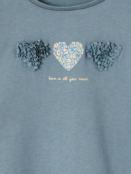 T-shirt fille animation coeur fille manches longues blush+écru+vert - vertbaudet enfant 