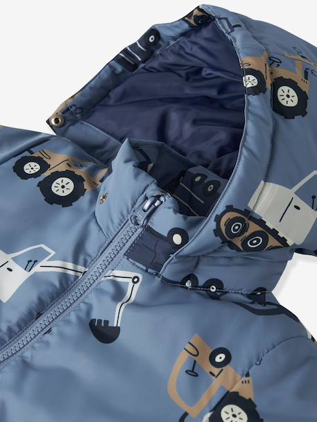 Printed winter jacket with digger motifs Name It for boys chambray blue - vertbaudet enfant 