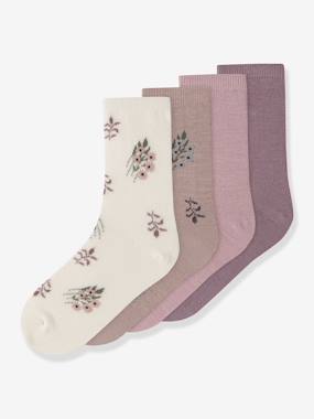 Girls-Underwear-Socks-Pack of 4 pairs of socks in merino wool blend Name It for girls
