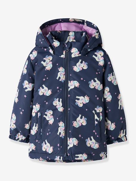 Veste d’hiver imprimée fille name it marine+mauve - vertbaudet enfant 