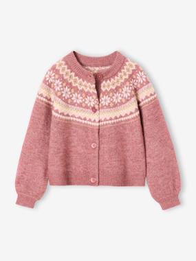 Gilet jacquard fille maille fantaisie fil brillant - vertbaudet enfant