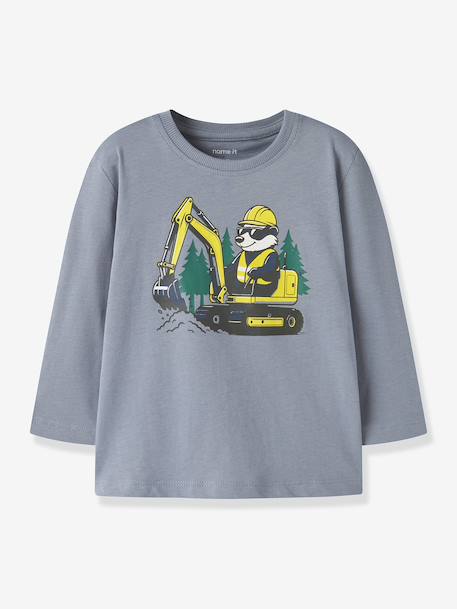 Long-sleeved T-shirt loose fit for boys Name It ecru+green+grey+slate blue - vertbaudet enfant 