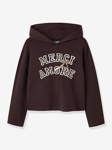 Sweat à capuche avec inscription fille name it bois de rose+chocolat - vertbaudet enfant 