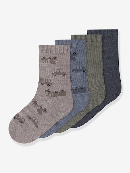 Pack of 4 pairs of merino wool blend socks Name It for boys multicoloured - vertbaudet enfant 