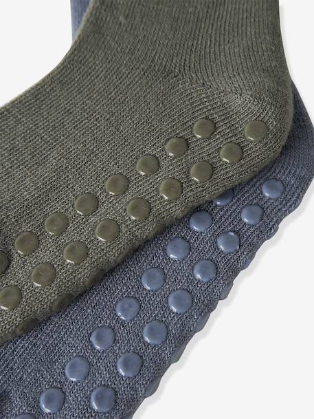 Lot de 2 paires de chaussettes antidérapantes garçon en mélange de laine mérinos name it vert chiné - vertbaudet enfant 