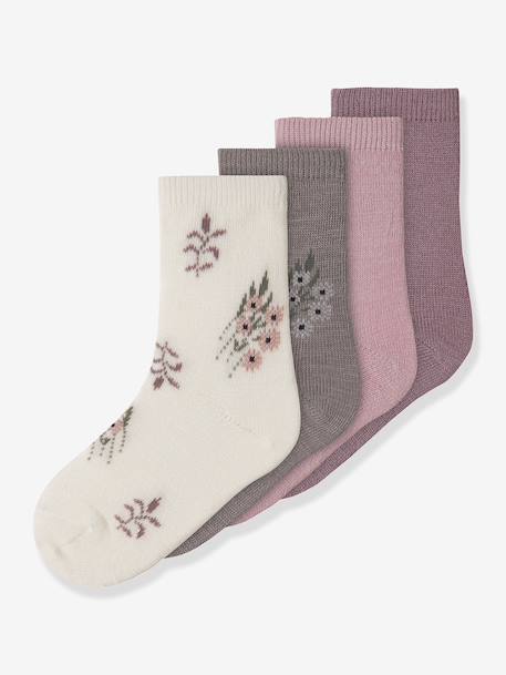 Pack of 4 pairs of merino wool blend socks Name It for girls dusky pink - vertbaudet enfant 
