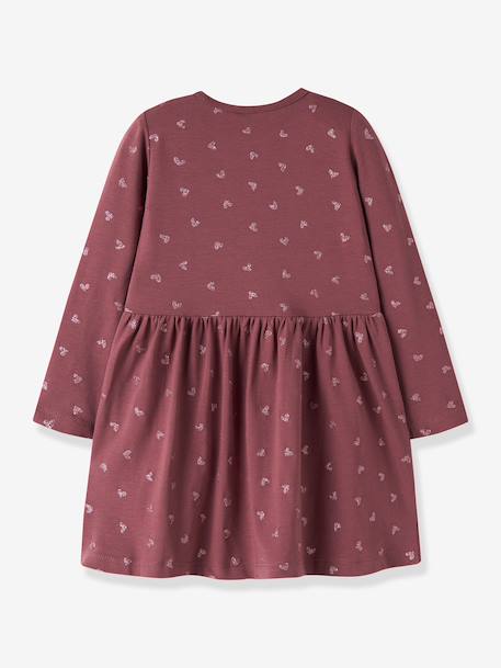 Robe manches longues à cœurs pailletés fille name it bois de rose+mauve - vertbaudet enfant 