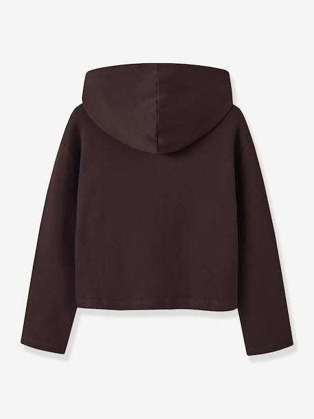 Hooded sweatshirt with lettering Name It for girls chocolate+dusky pink - vertbaudet enfant 