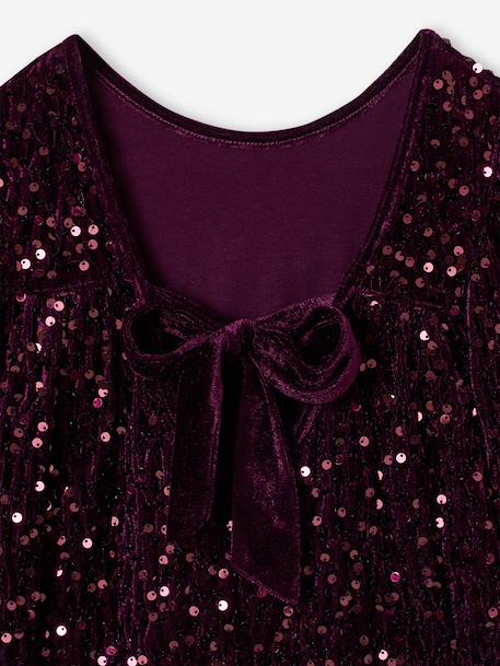 Long-sleeved sequin dress for girls plum - vertbaudet enfant 