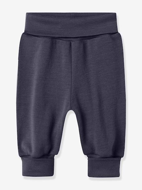Pantalon bébé en laine mérinos name it bleu grisé+gris chiné - vertbaudet enfant 