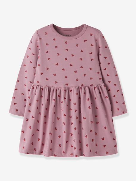 Robe manches longues à cœurs pailletés fille name it bois de rose+mauve - vertbaudet enfant 