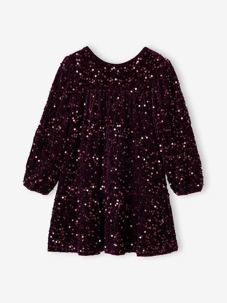 Long-sleeved sequin dress for girls plum - vertbaudet enfant 