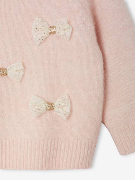 Knit jumper with bows for baby girls rose - vertbaudet enfant 