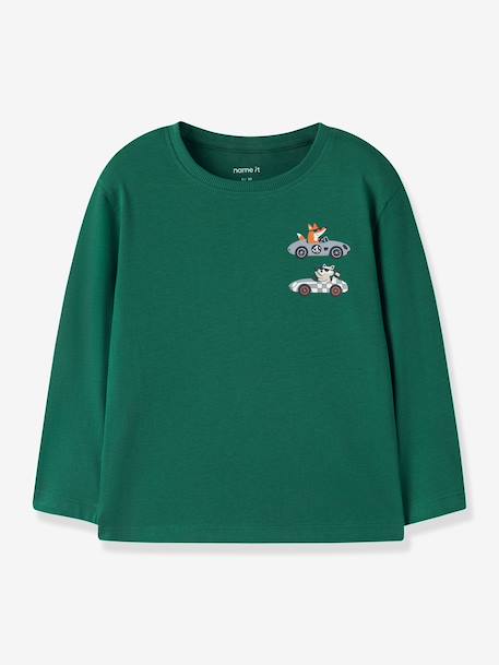 T-shirt manches longues coupe ample garçon name it bleu ardoise+écru+gris+vert - vertbaudet enfant 
