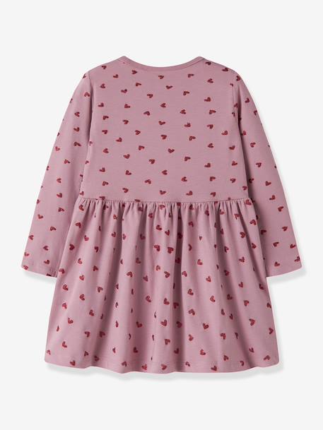 Long-sleeved dress with glitter hearts Name It for girls dusky pink+mauve - vertbaudet enfant 