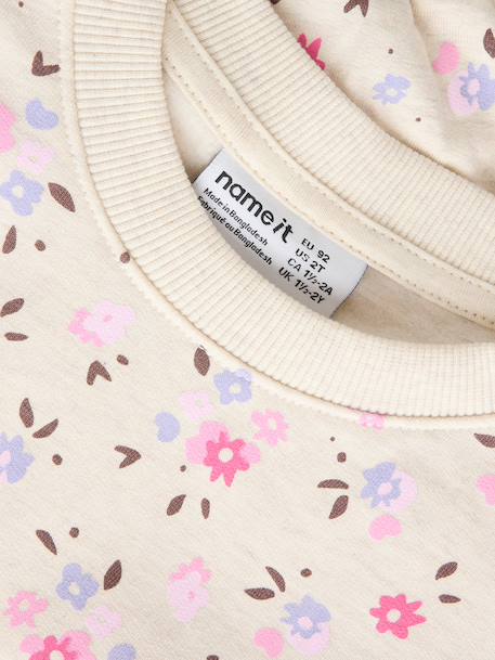 Sweat-shirt fille à imprimé all-over name it écru+rose bonbon+rose clair - vertbaudet enfant 