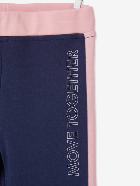 Sports Leggings with Stripe Down the Sides, for Girls Dark Blue+GREEN LIGHT SOLID WITH DESIGN+Light Pink+PURPLE DARK SOLID WITH DESIGN - vertbaudet enfant 