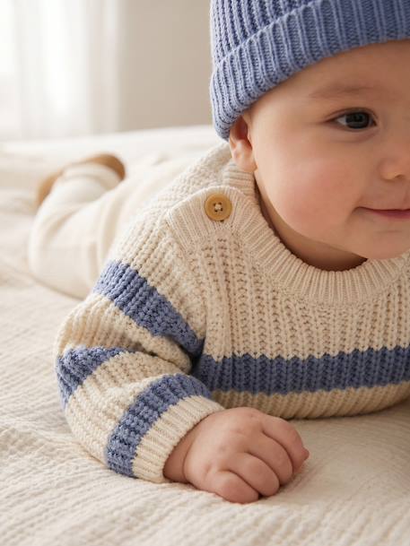 3-piece knitwear set for newborn boys blue - vertbaudet enfant 