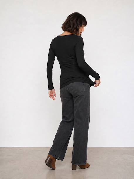 Long-sleeved maternity and nursing T-shirt black - vertbaudet enfant 