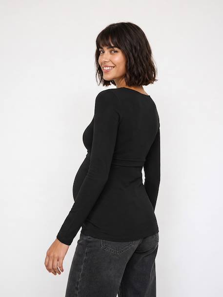 Long-sleeved maternity and nursing T-shirt black - vertbaudet enfant 